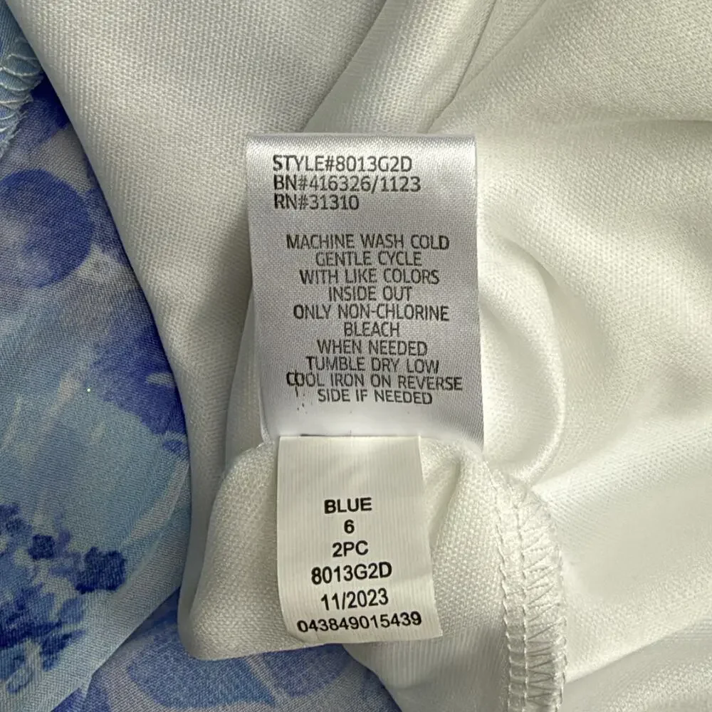Knitworks Girls Blue Floral Halter Dress & White Denim Jacket Set Sz 6